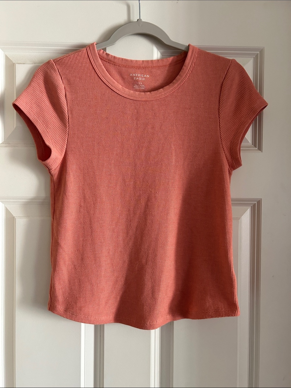 American Eagle Coral waffle baby Tee L